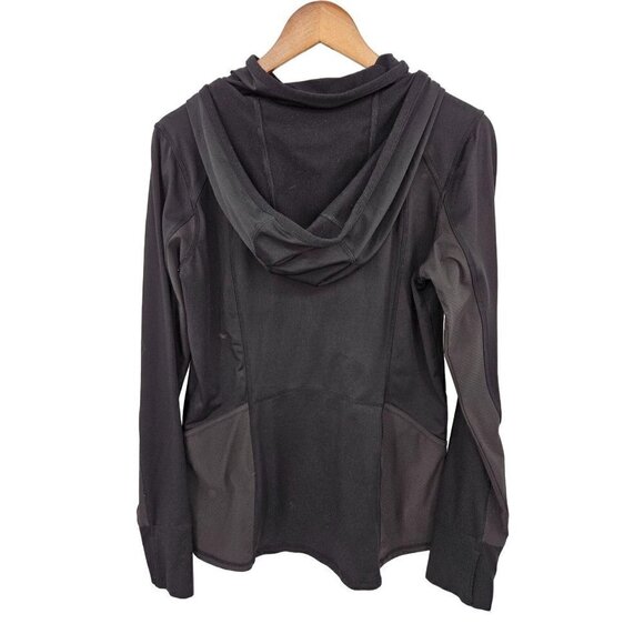 Athleta Womens Pullover Hoodie Sweatshirt Kangaroo Zip Pocket Medium 8 10 Black - Picture 6 of 16